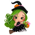 Green Halloween Witch Clay Embellishment