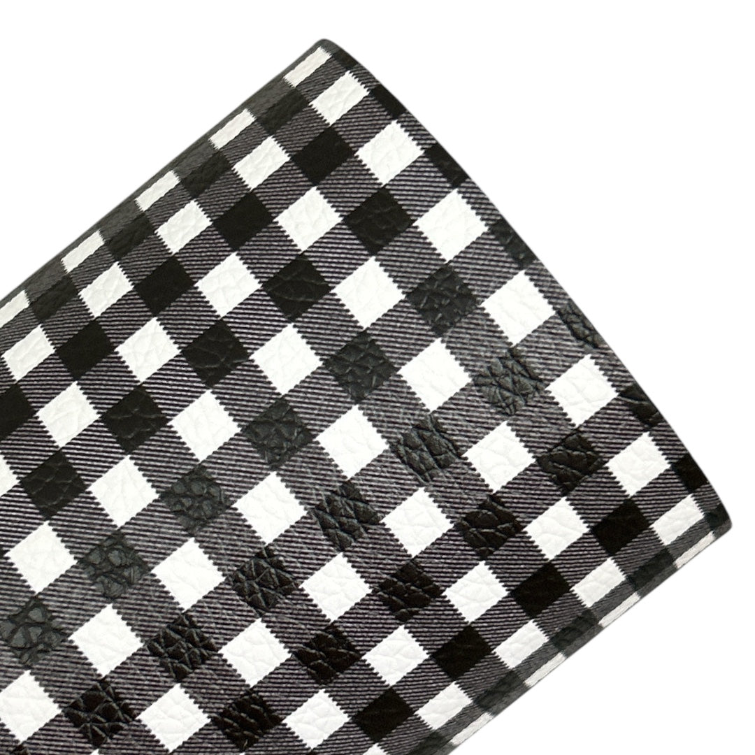Black Gingham Litchi Faux Leather Sheets