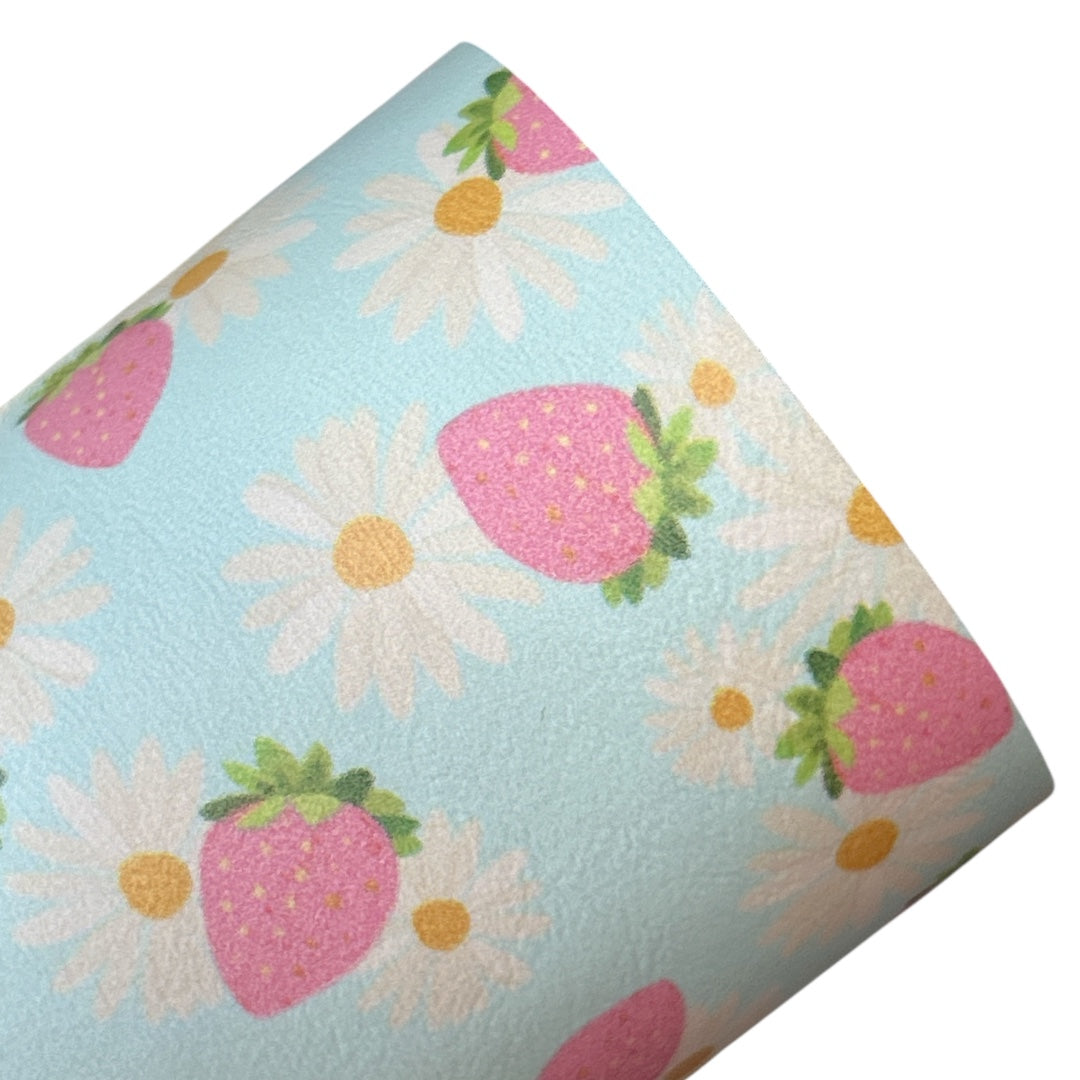 Strawberry Florals Printed Faux Leather Sheets