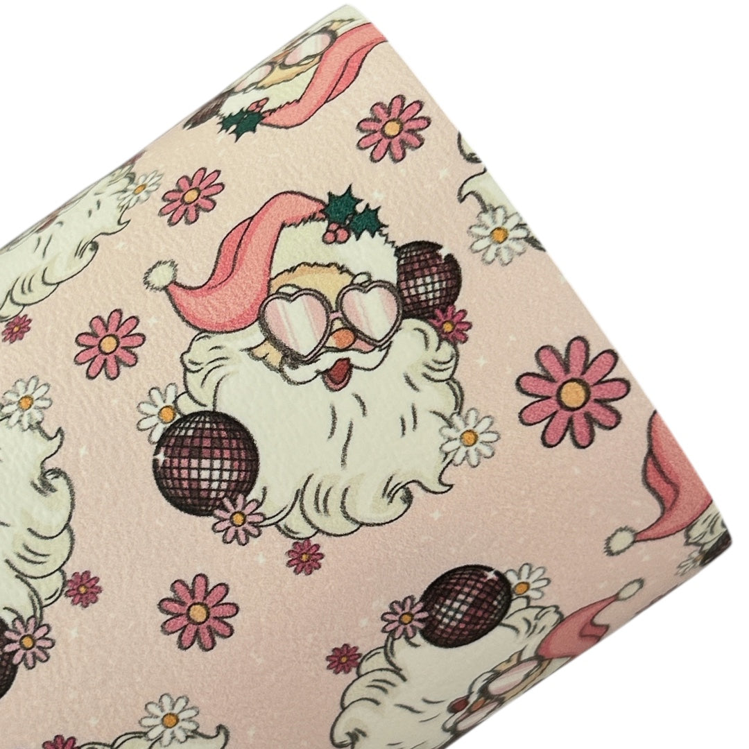Christmas Disco Santa Printed Faux Leather Sheets