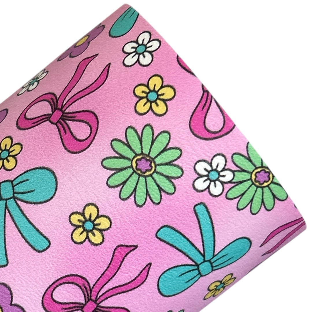 Floral Bows Printed Faux Leather Sheets