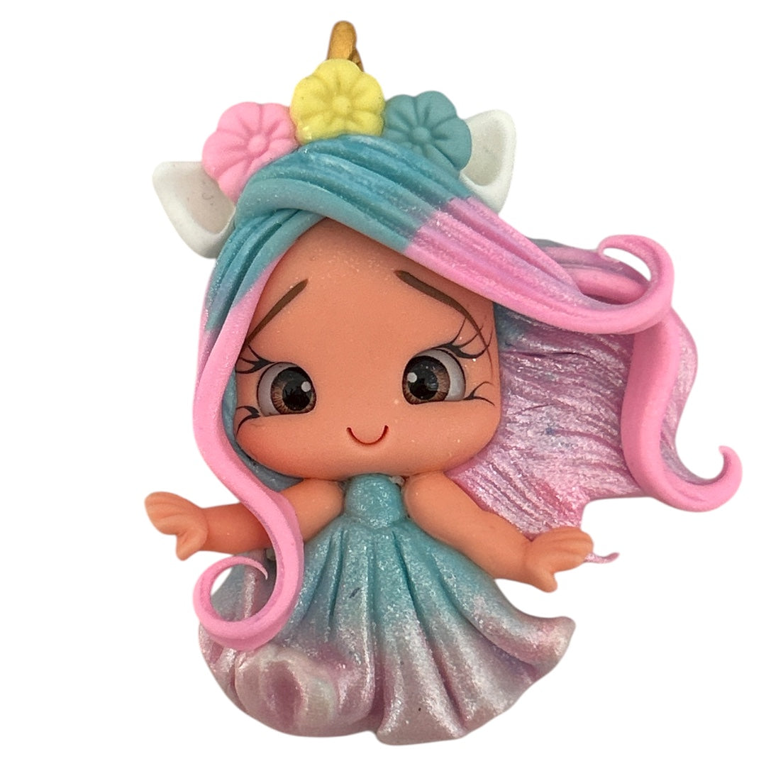 Unicorn Girl Clay Embellishment