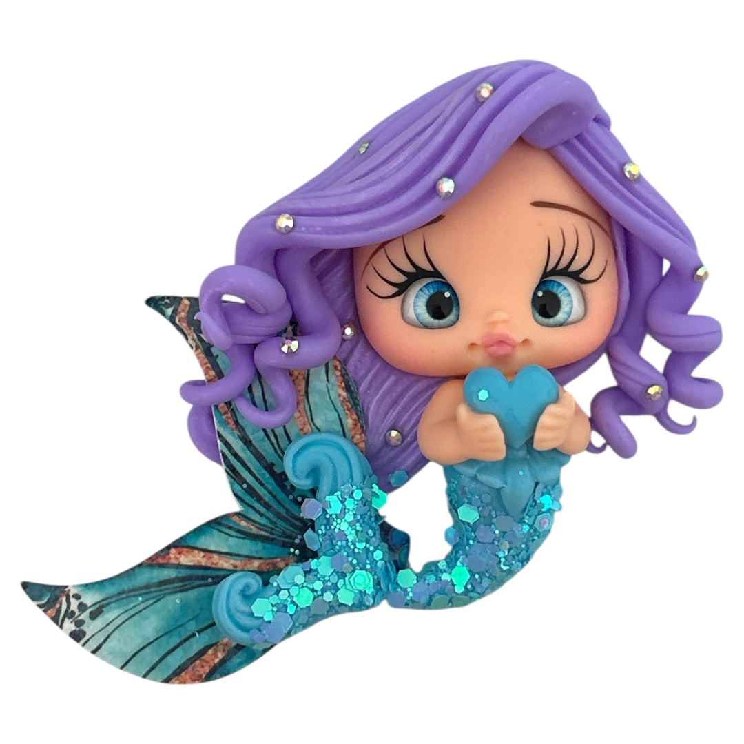 Heart Mermaid Clay Embellishment