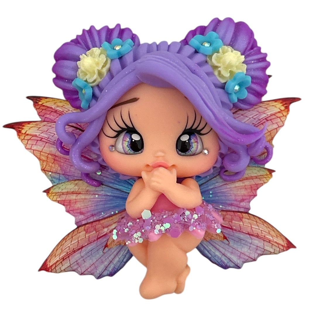 Purple Flower Fairy Clay Embellishment