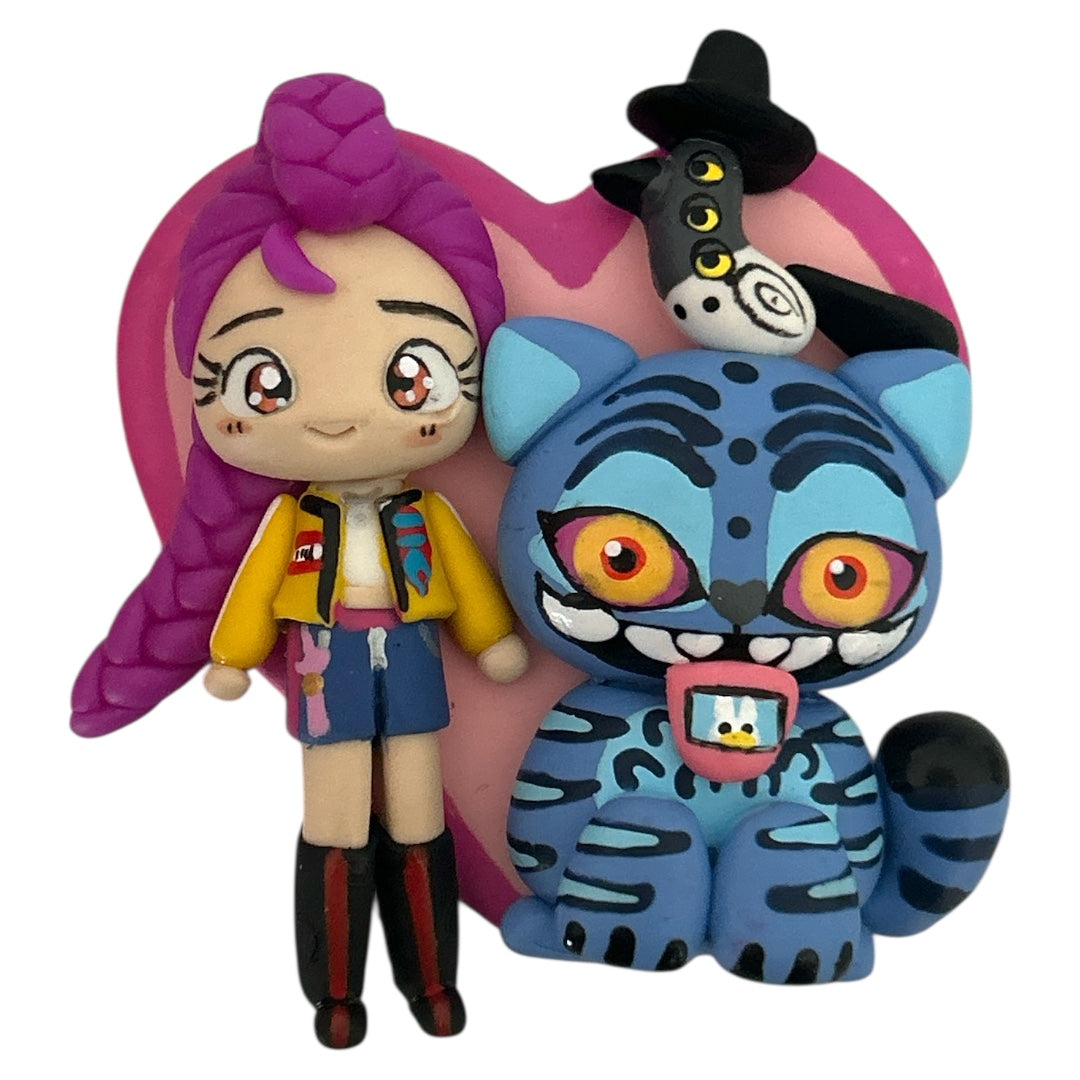 Demon Girl & Tiger Cameo Clay Embellishment