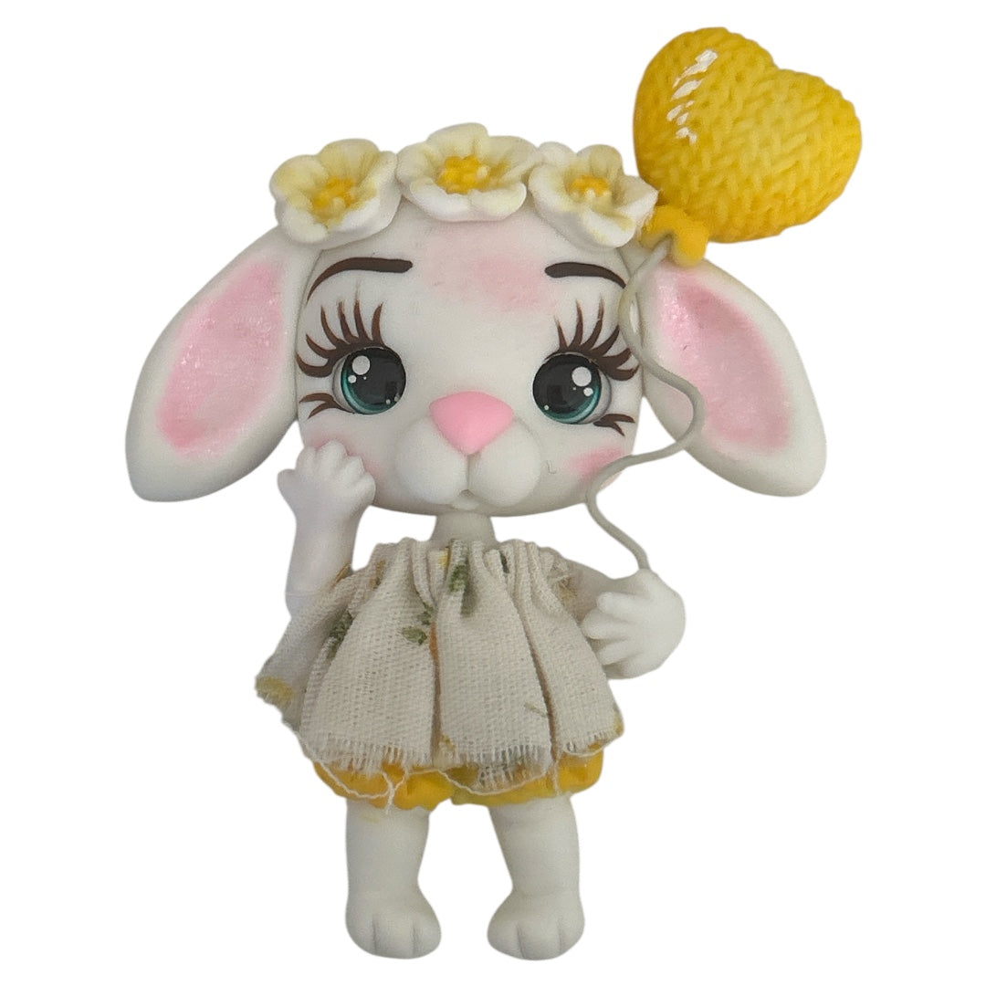 Yellow Balloon Rabbit Clay Embellishment