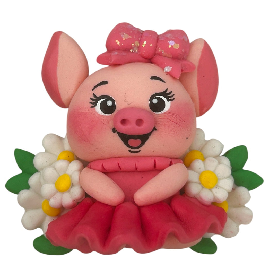 Floral Pig Clay Embellishment