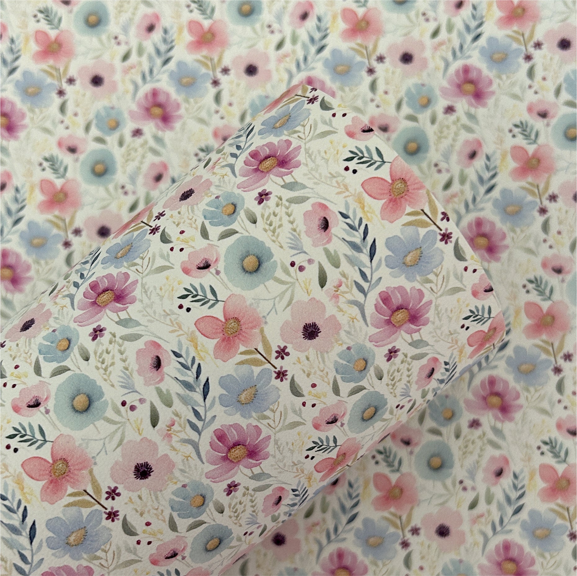 Pastel Floral Printed Faux Leather Sheets