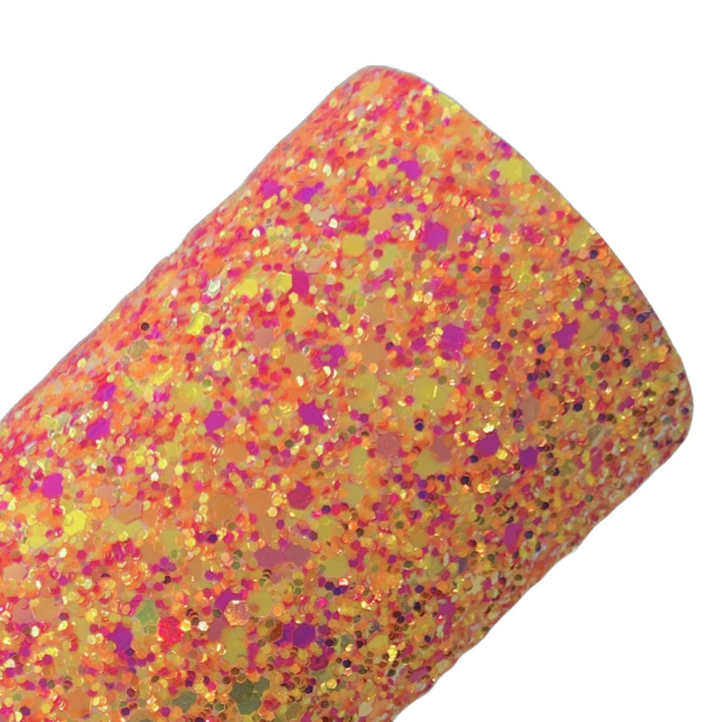 Halloween Orange Spook Chunky Glitter Leather Sheets