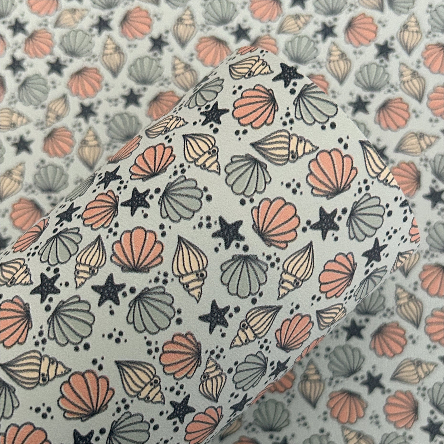 Seashell Printed Faux Leather Sheets