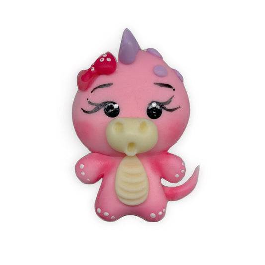 Pink Dinosaur Clay Embellishment