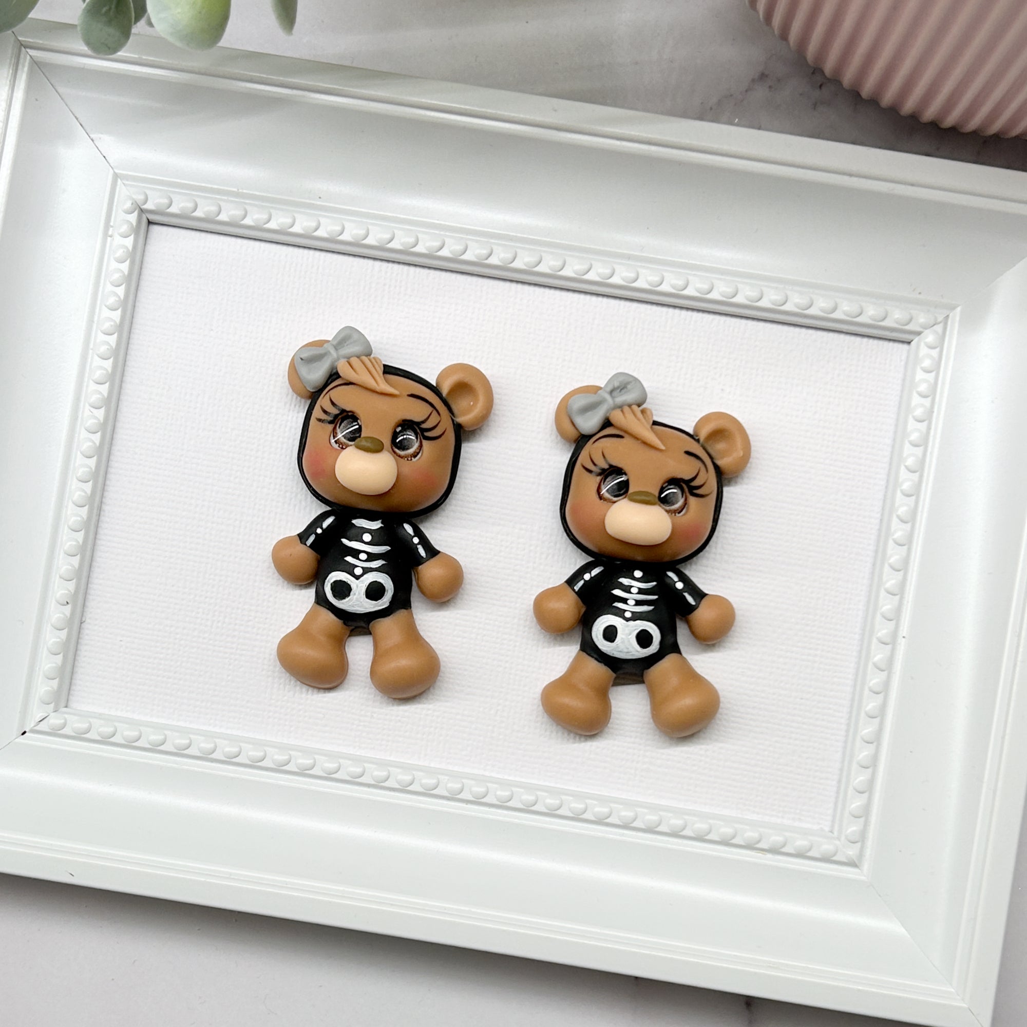 Halloween Skelton Bear Clay Embellishment