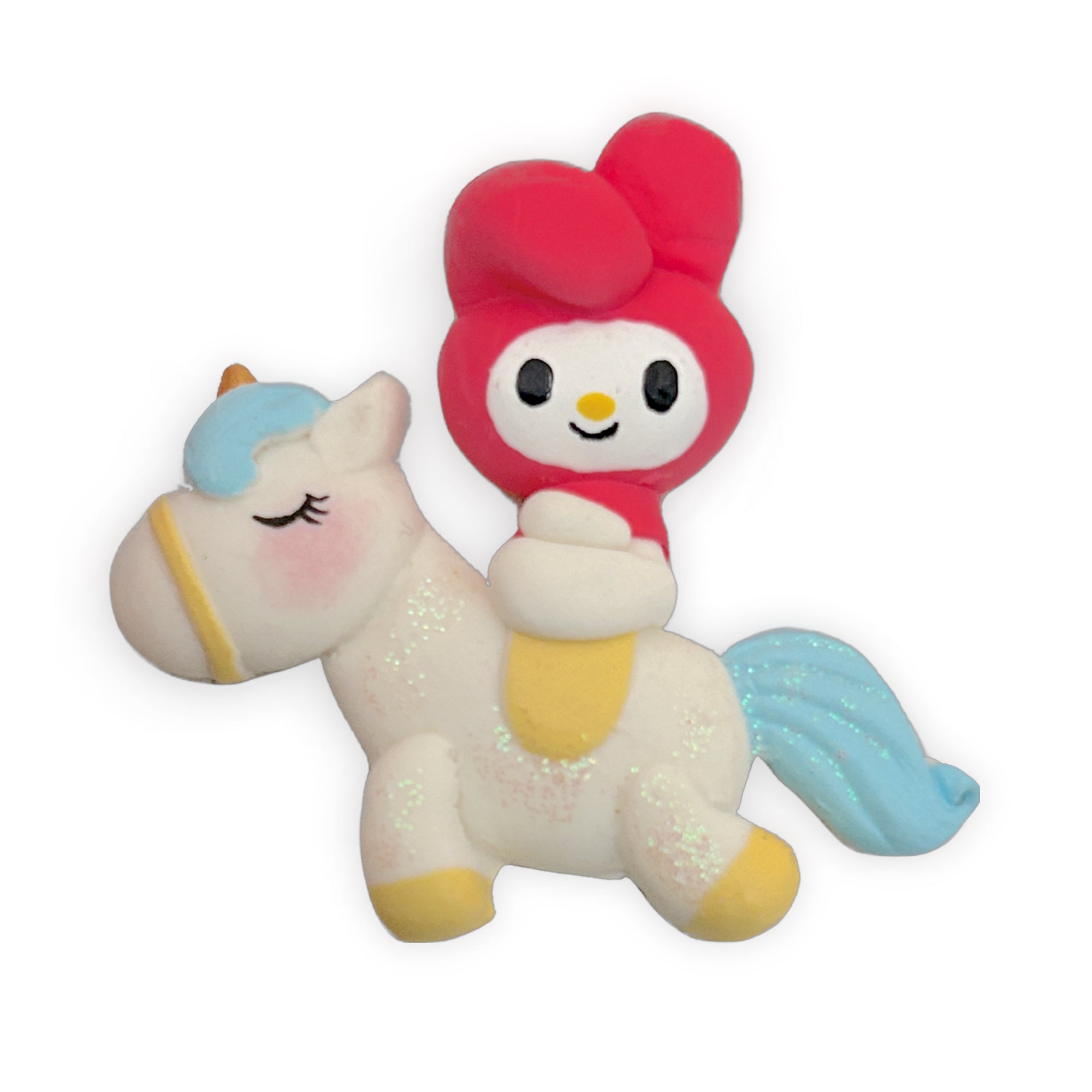 Pink Rabbit and Unicorn Kitty Friend Clay Embellishment