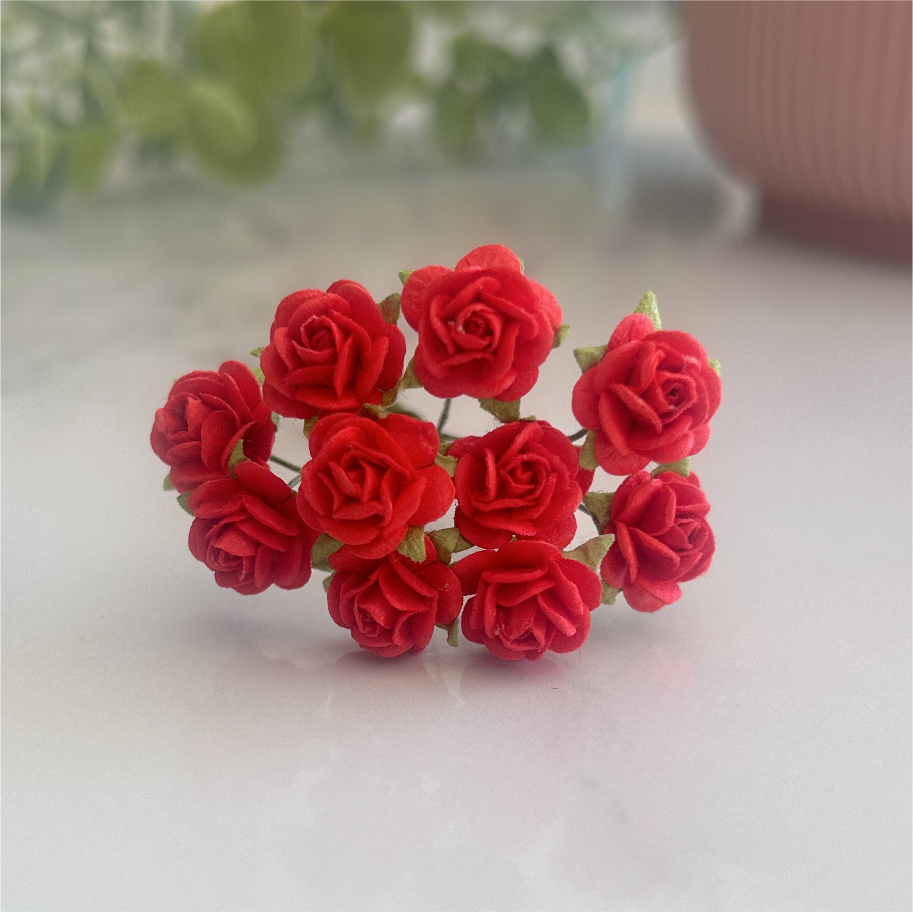 Red 1cm Rose (Pack of 10) Mulberry Paper Flowers