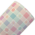 Pastel Daisy Floral Gingham (EXCLUSIVE) Printed Faux Leather Sheets