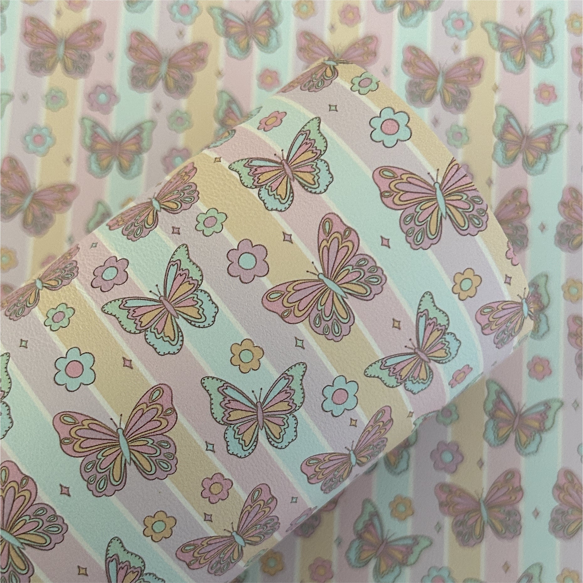 Pastel Butterflies Printed Faux Leather Sheets