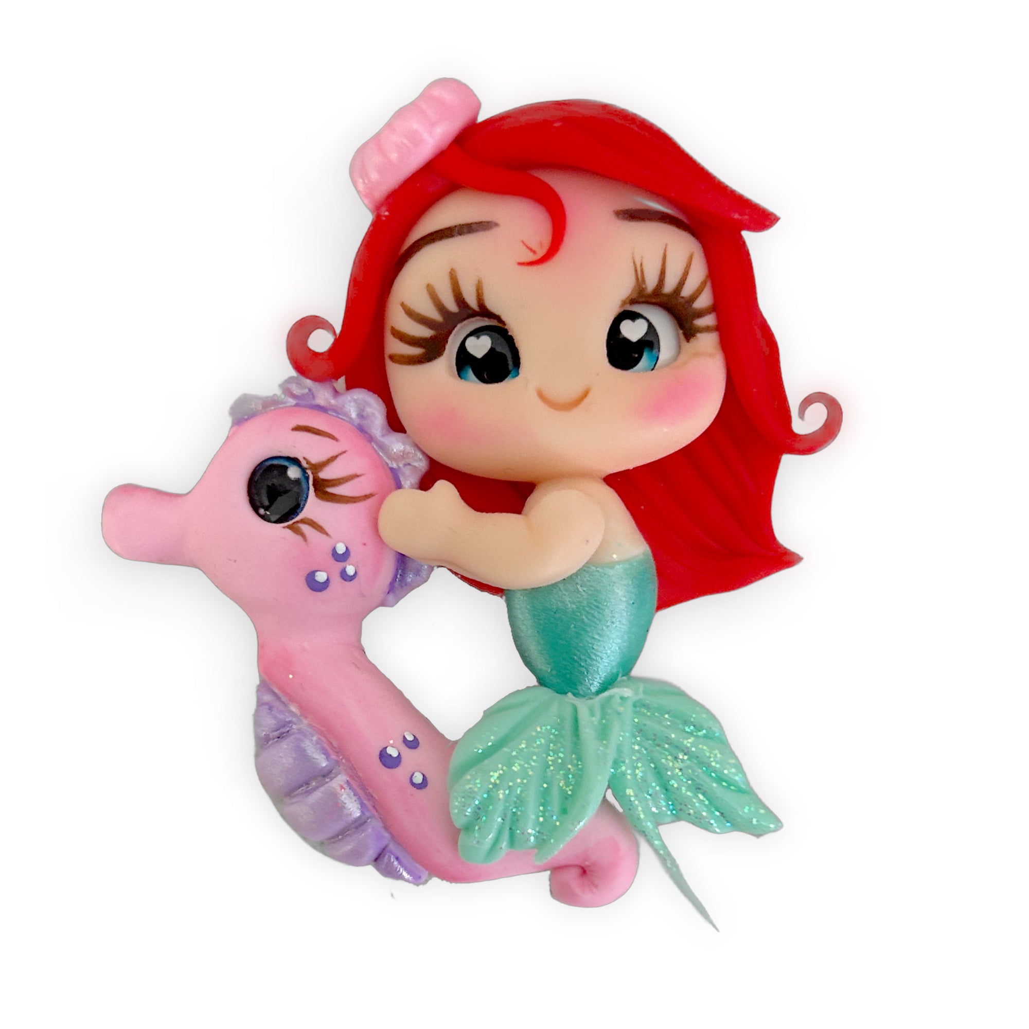 Under the Sea Mermaid Princess and Seahorse Clay Embellishment