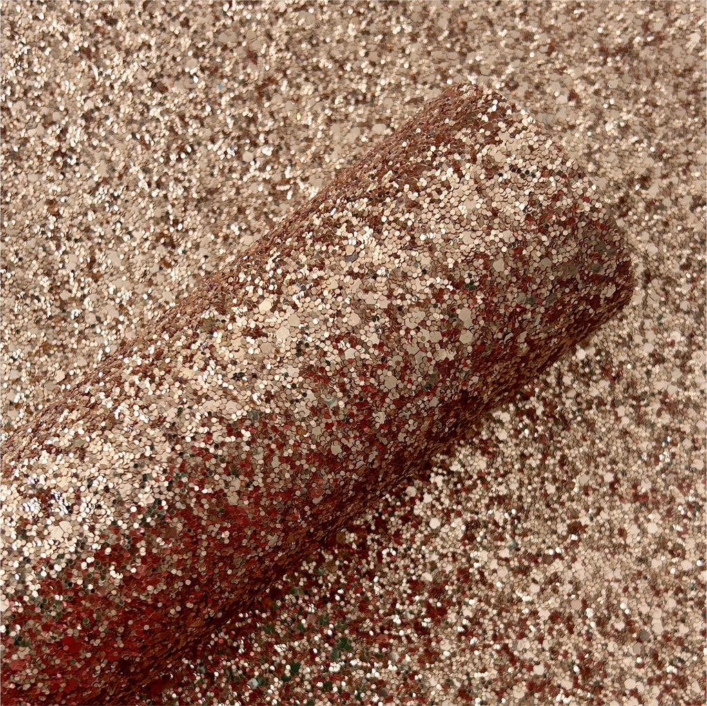 Rose Gold Classic Chunky Glitter Leather Sheet