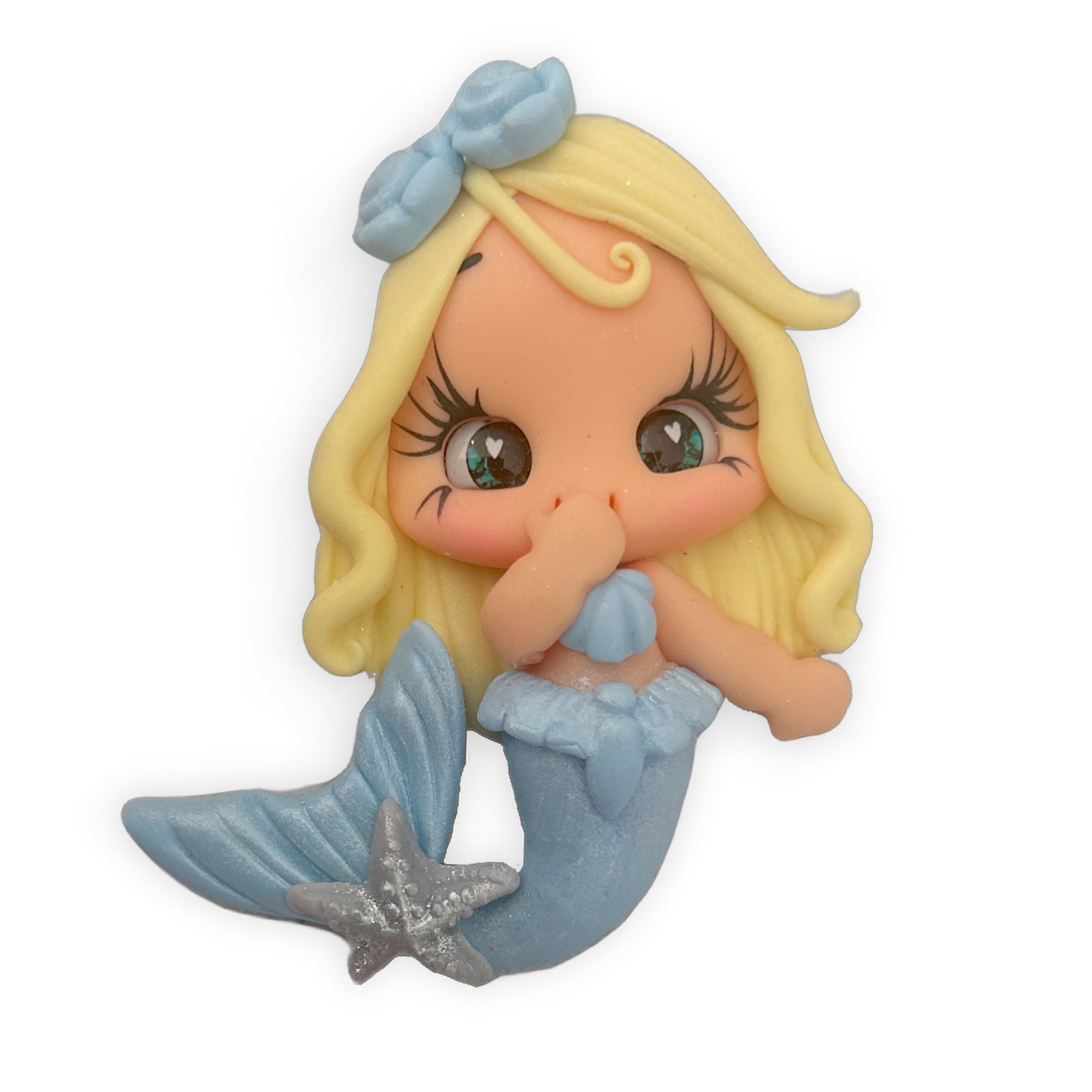 Blue Shell Mermaid Clay Embellishment