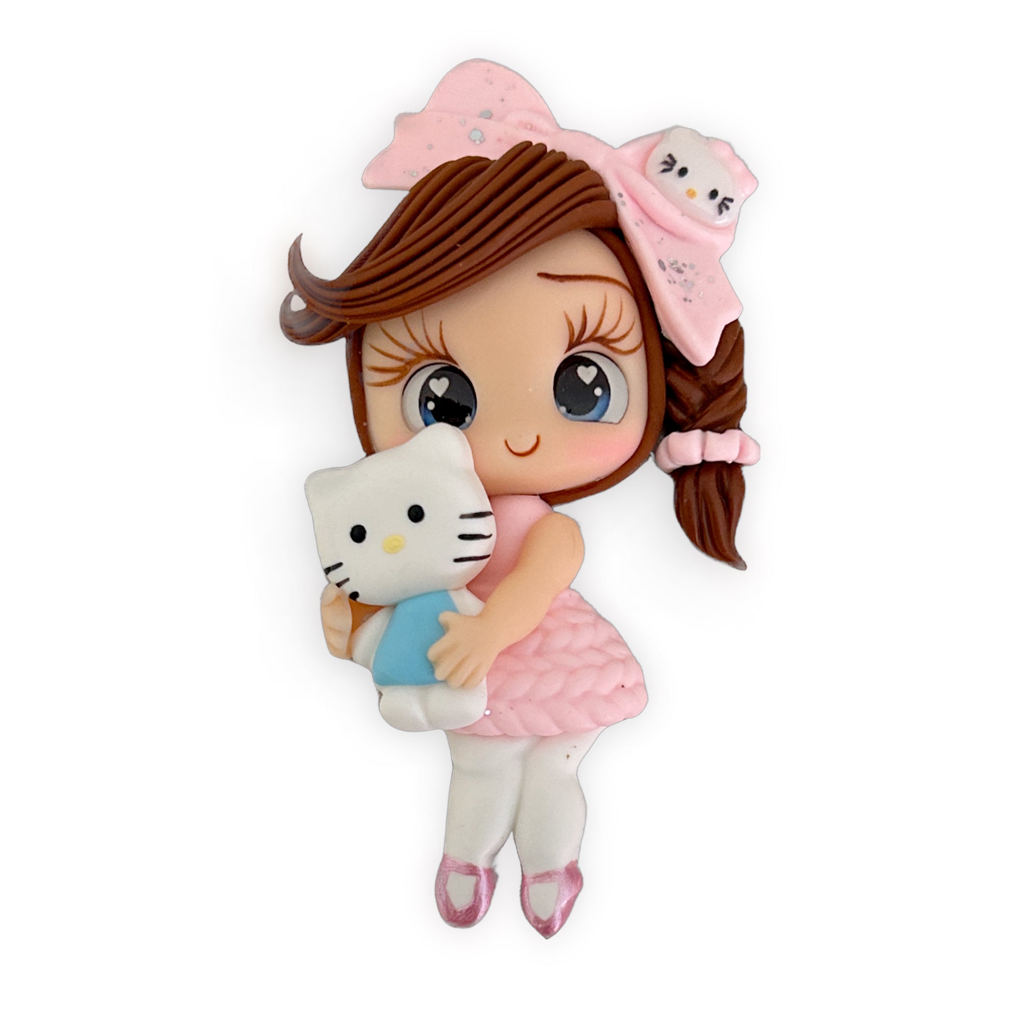 Ballet Girl with Blue Kitty Clay Embellishment