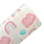 Rainbows and Clouds Printed Faux Leather Sheets