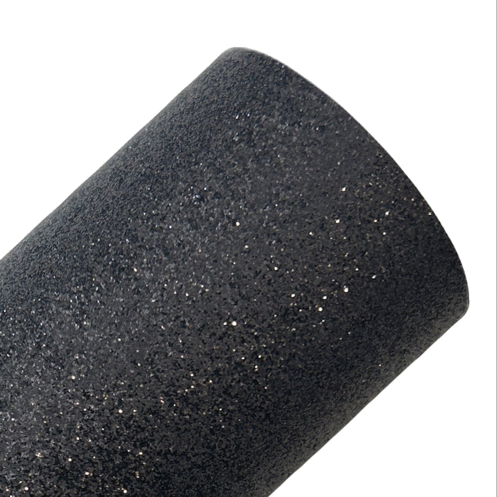 Black Fine Glitter Leather Sheets