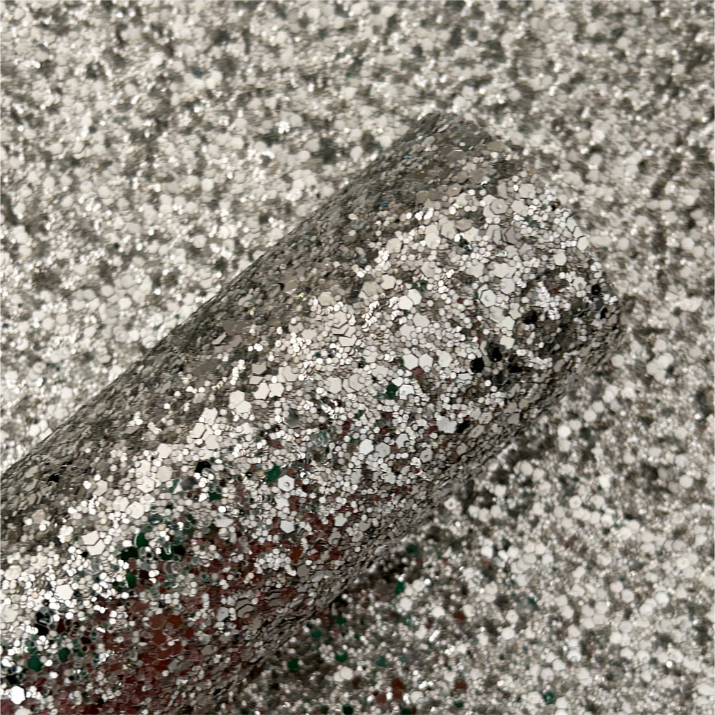 Silver Classic Chunky Glitter Leather Sheets