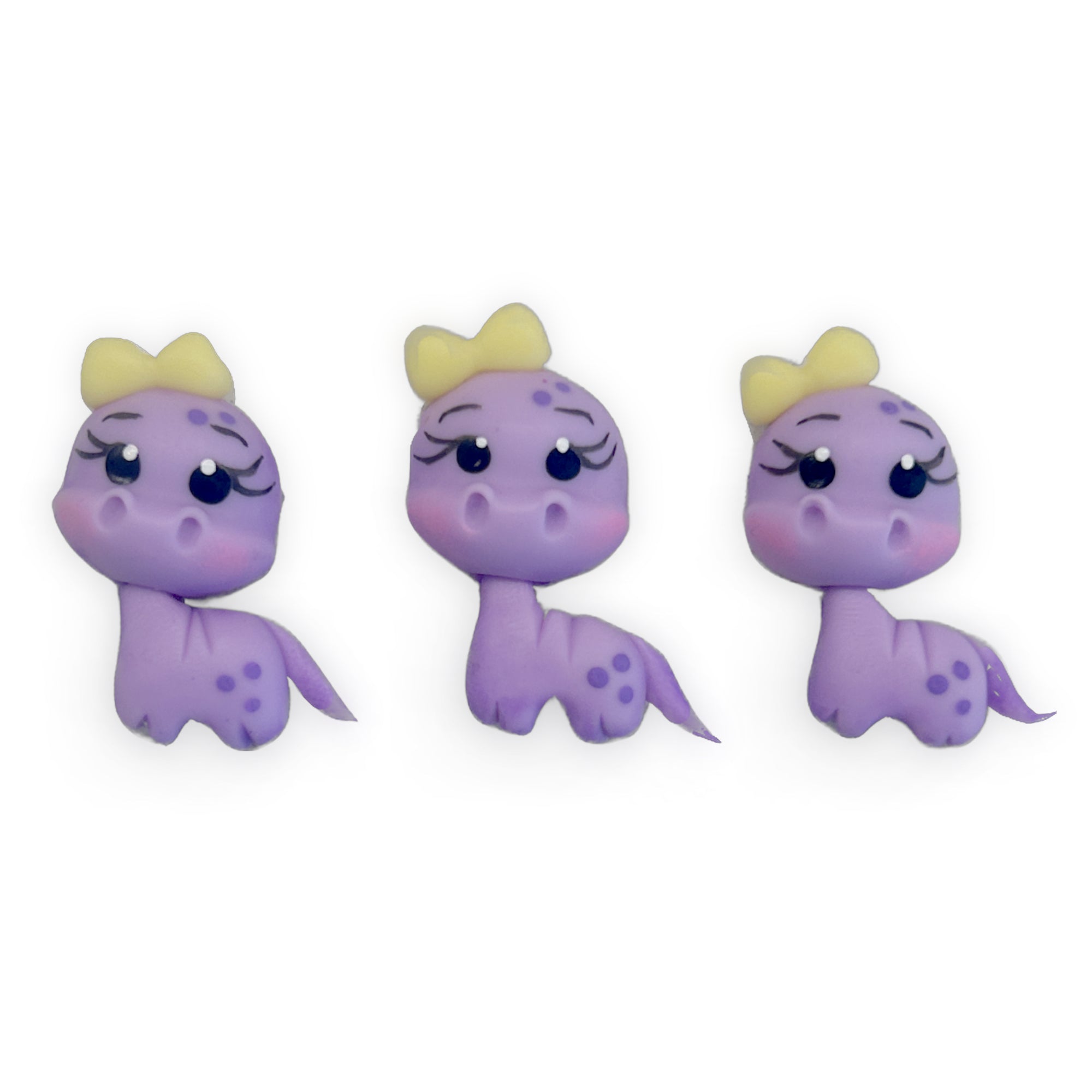 Purple Baby Dinosaurs (Set of 3) Clay Embellishments