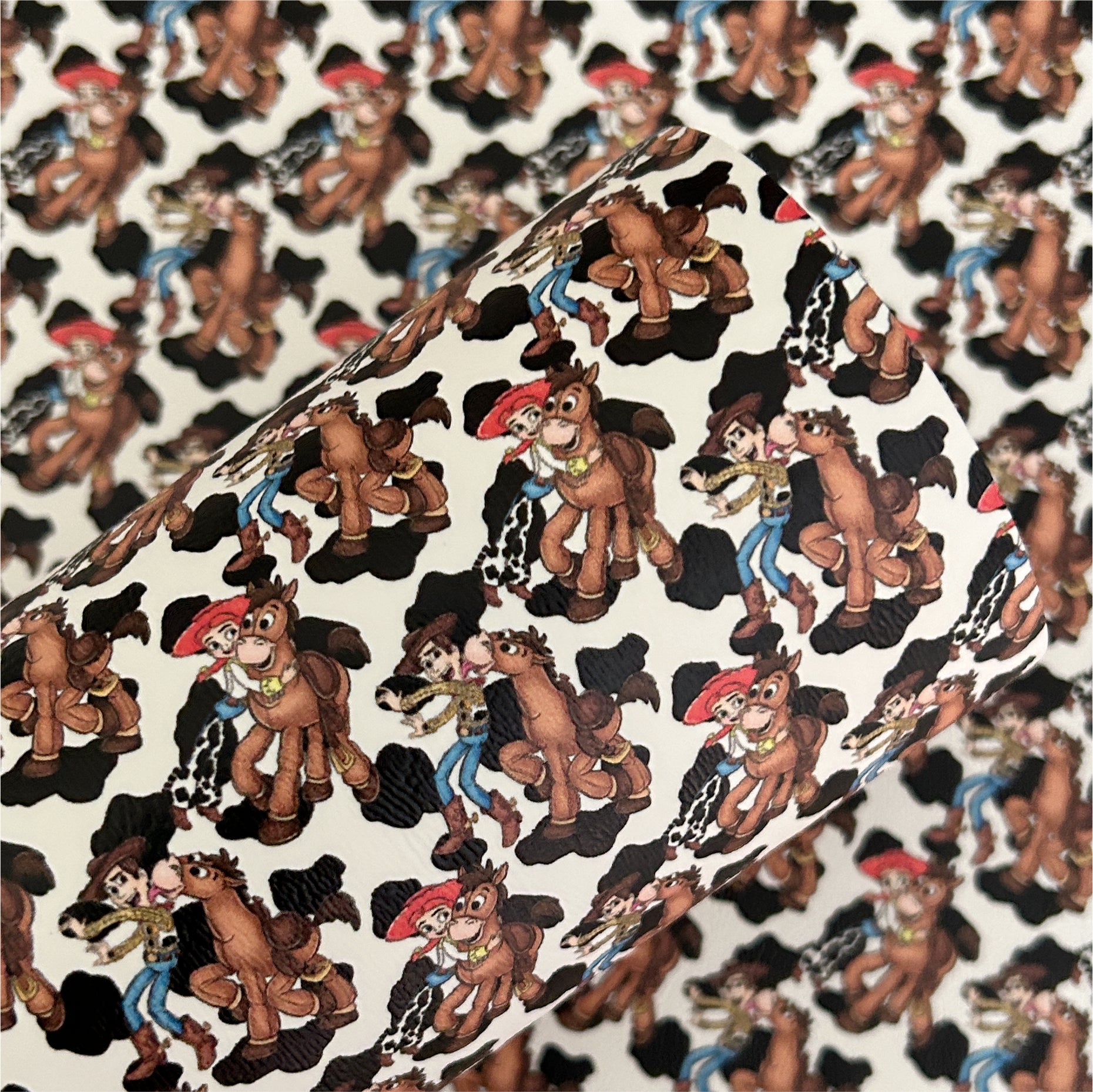 Cowgirl and Cowboy Printed Faux Leather Sheets