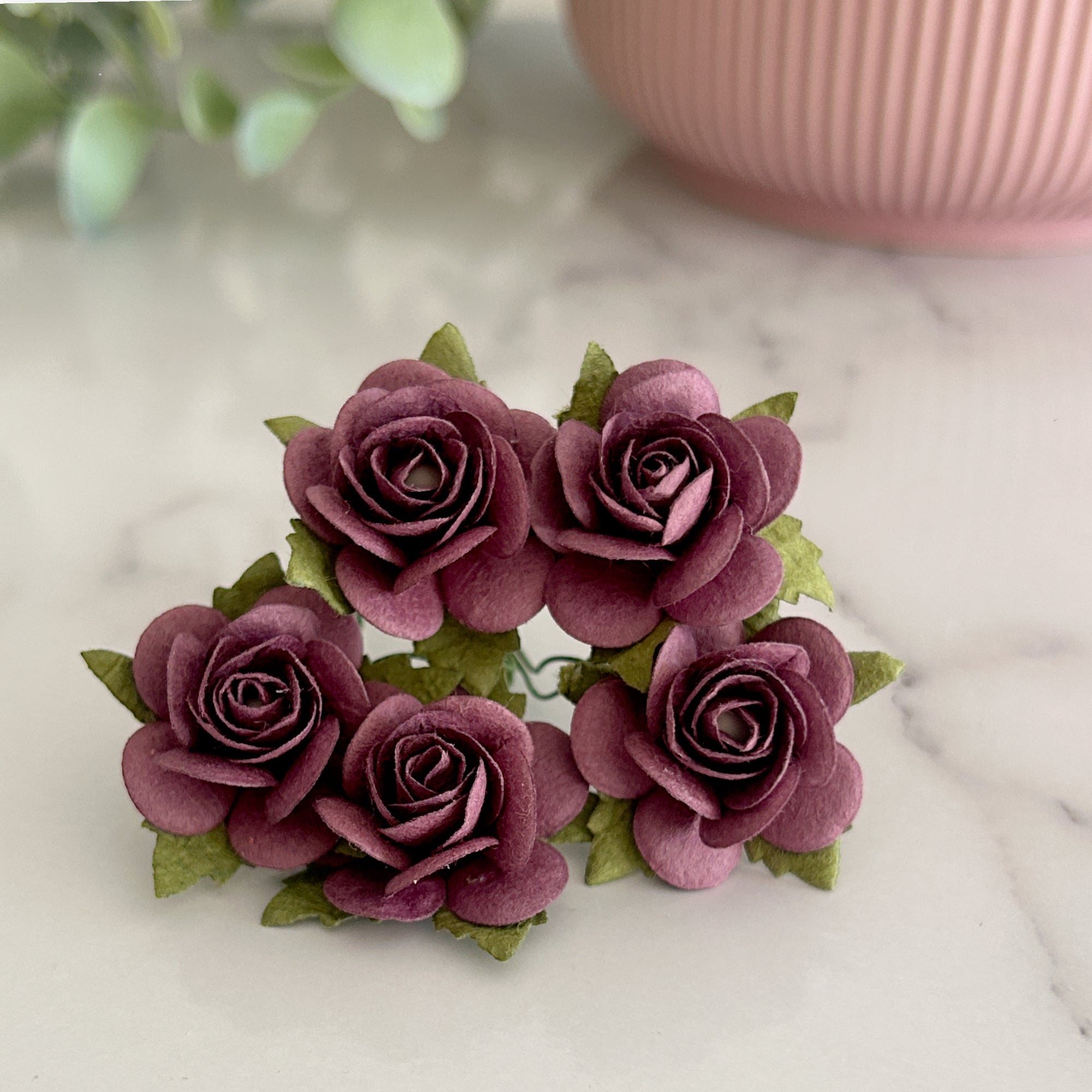 Old Mauve 2.5cm Rose (Pack of 5) Mulberry Paper Flowers