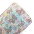 Pastel Butterflies Printed Faux Leather Sheets