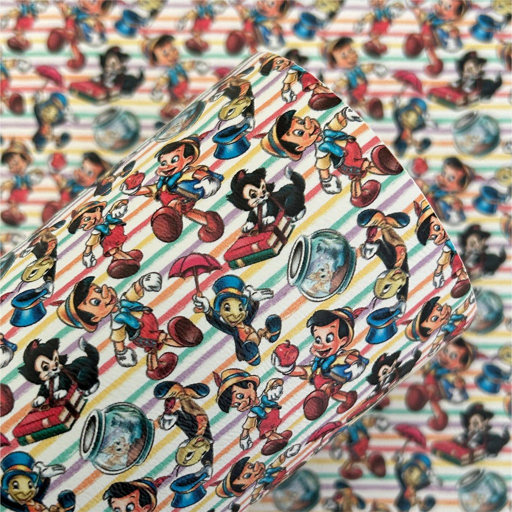 Puppet Boy and Cricket Printed Faux Leather Sheets