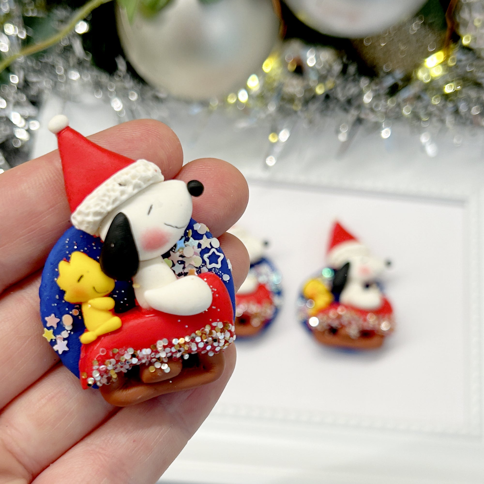 Peanuts Christmas Sleigh Cameo Clay Embellishment