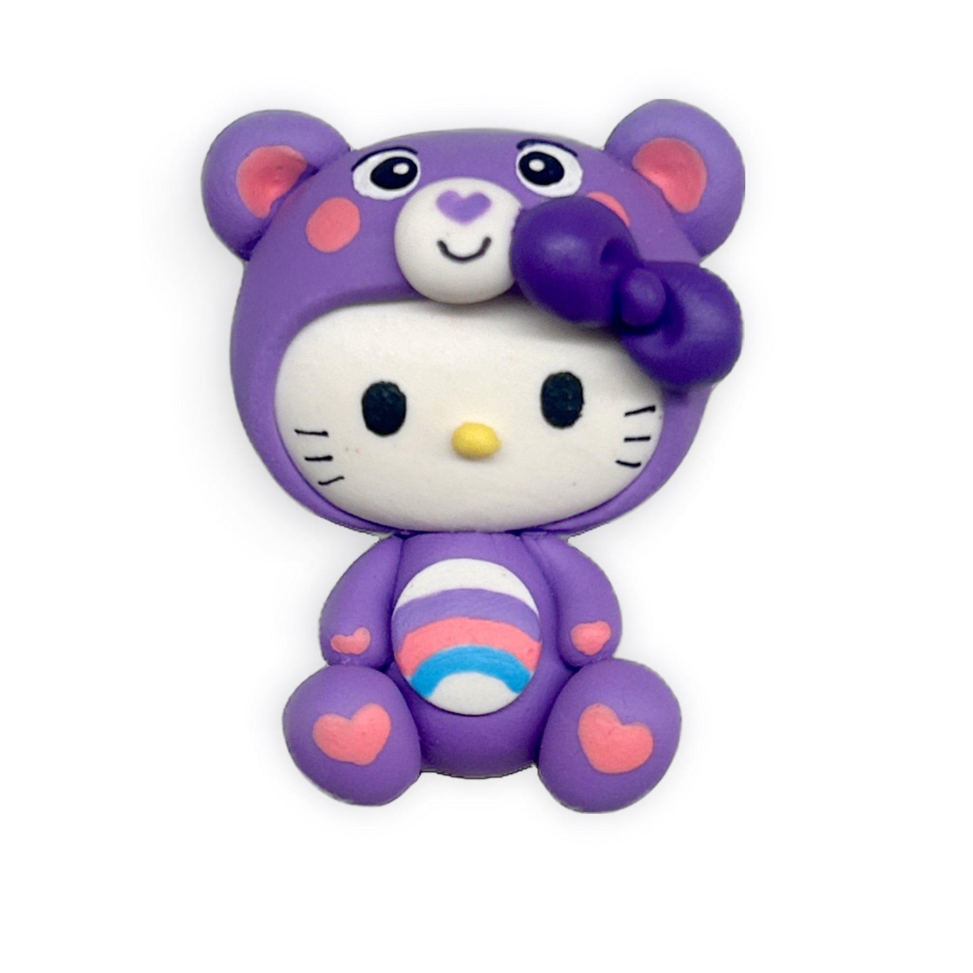 Purple Kitty Bear Clay Embellishment