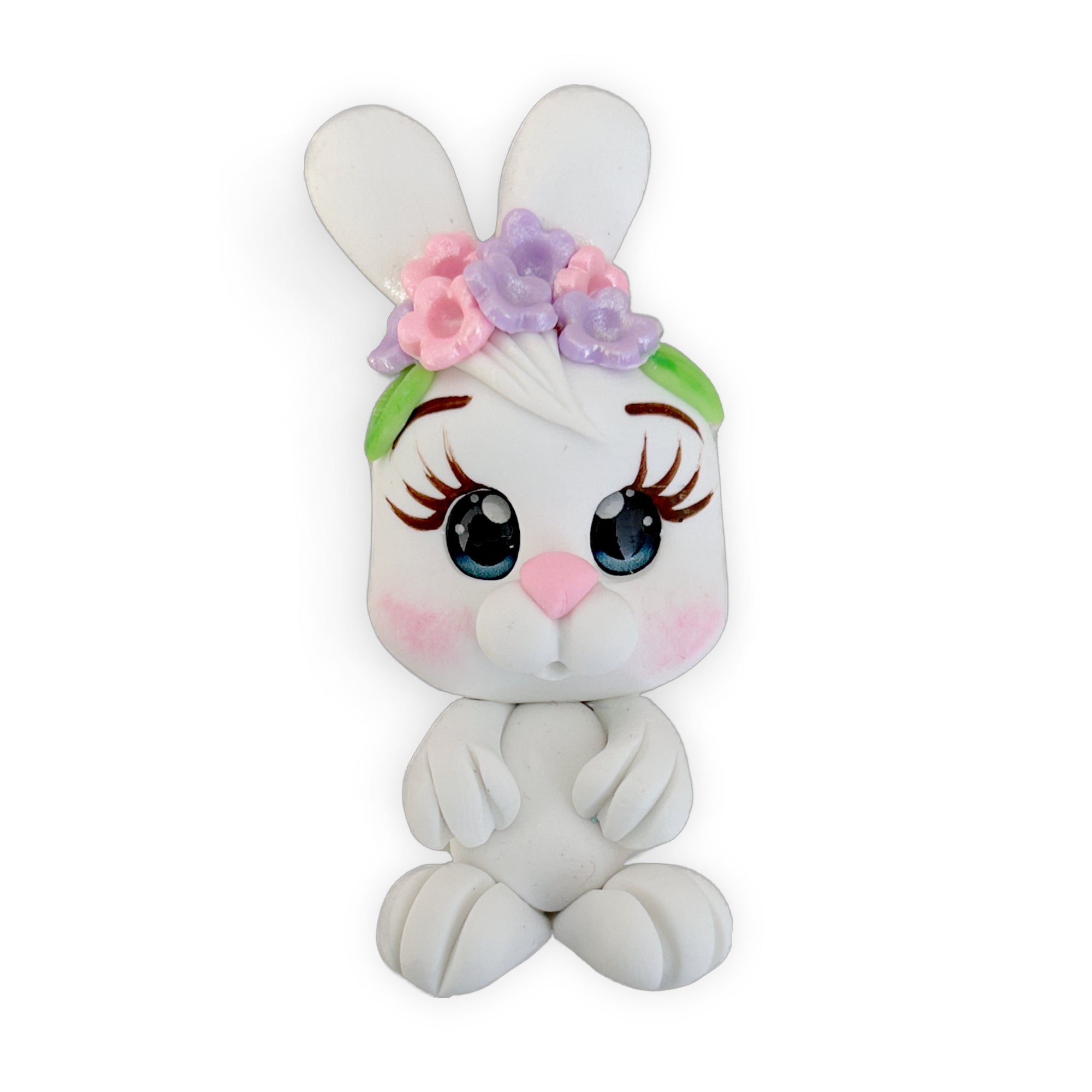 Floral Rabbit Clay Embellishment