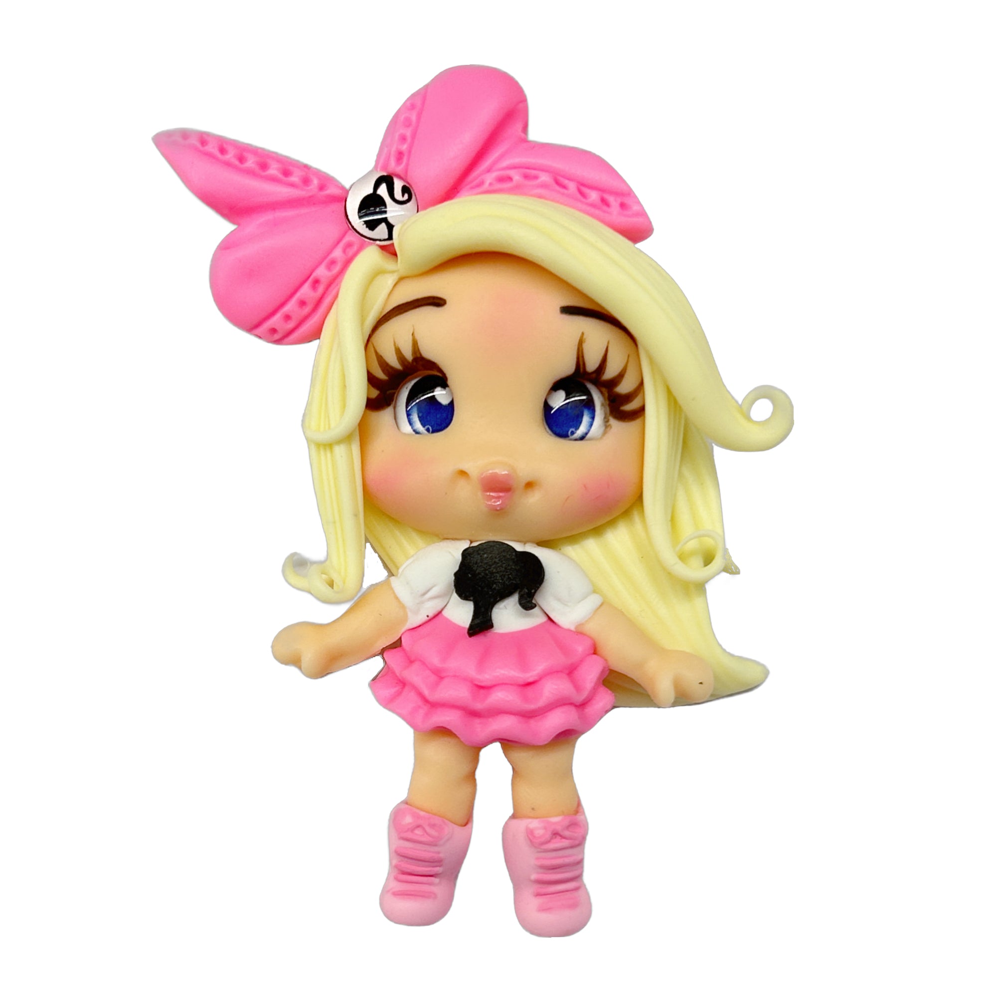 All Things Pink Bow Girl Clay Embellishment