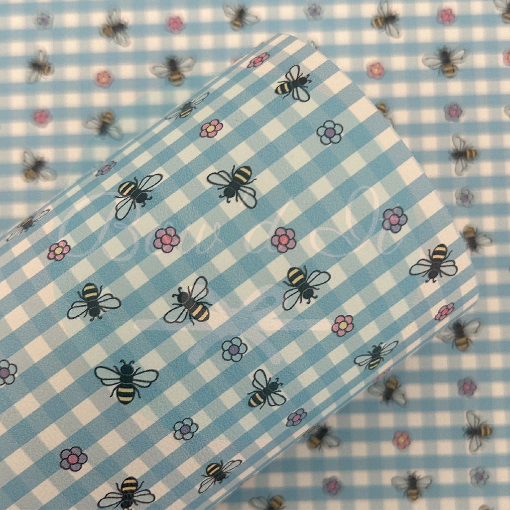 Blue Bees Printed Faux Leather Sheets
