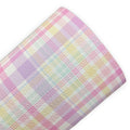 Purple Pastel Plaid Madras Litchi Printed Faux Leather Sheets