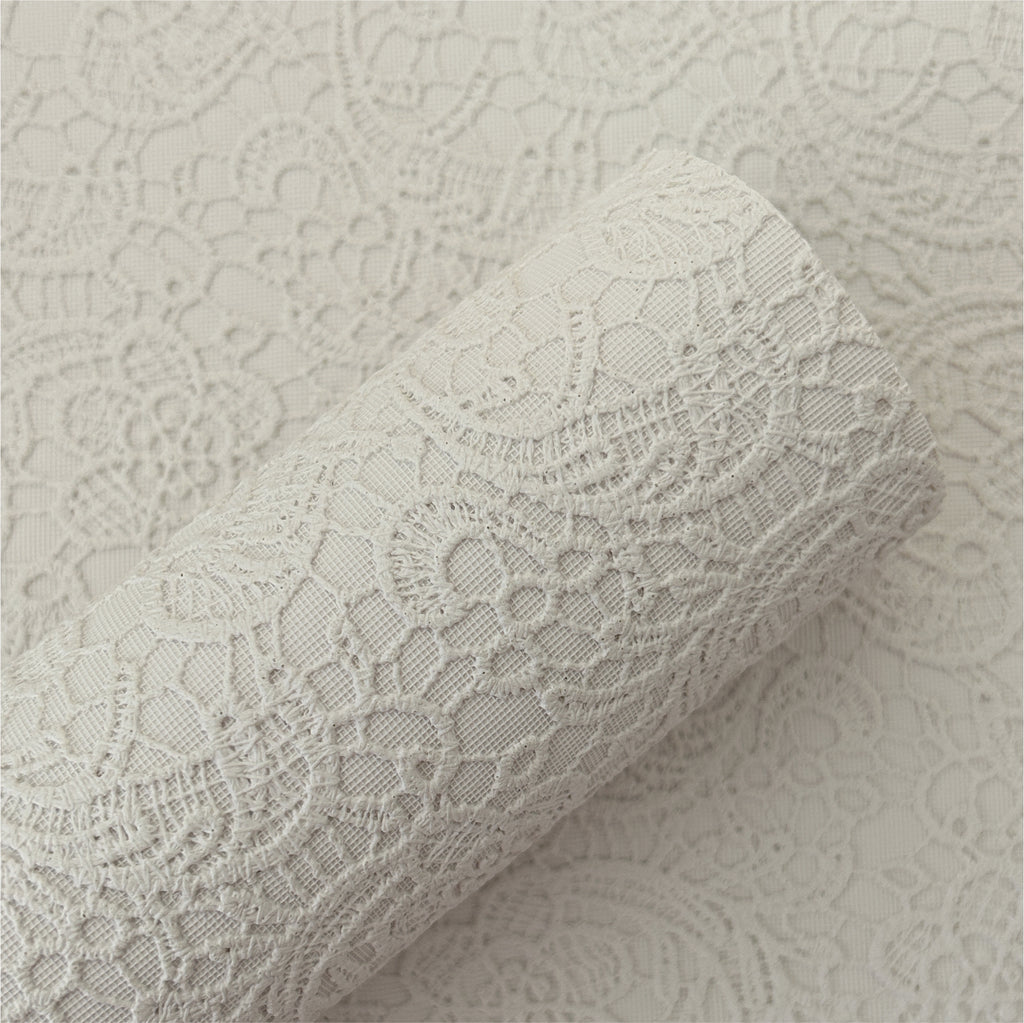 White Embossed Flower Lace Leather Sheets
