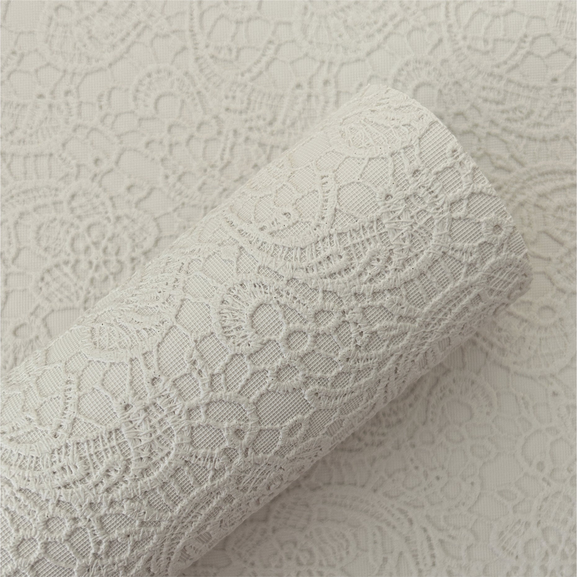 White Embossed Flower Lace Leather Sheets