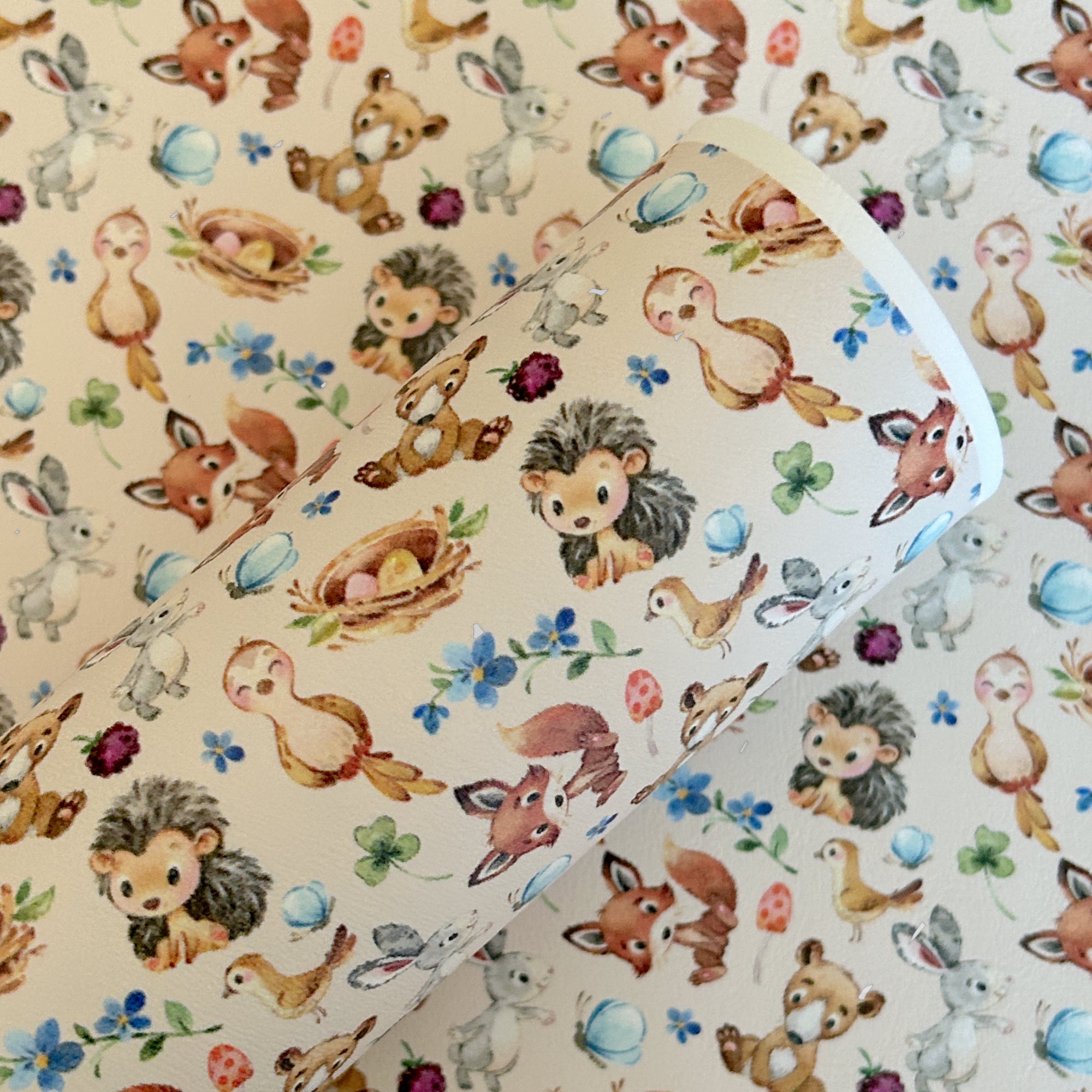 Woodland Animals Printed Faux Leather Sheets