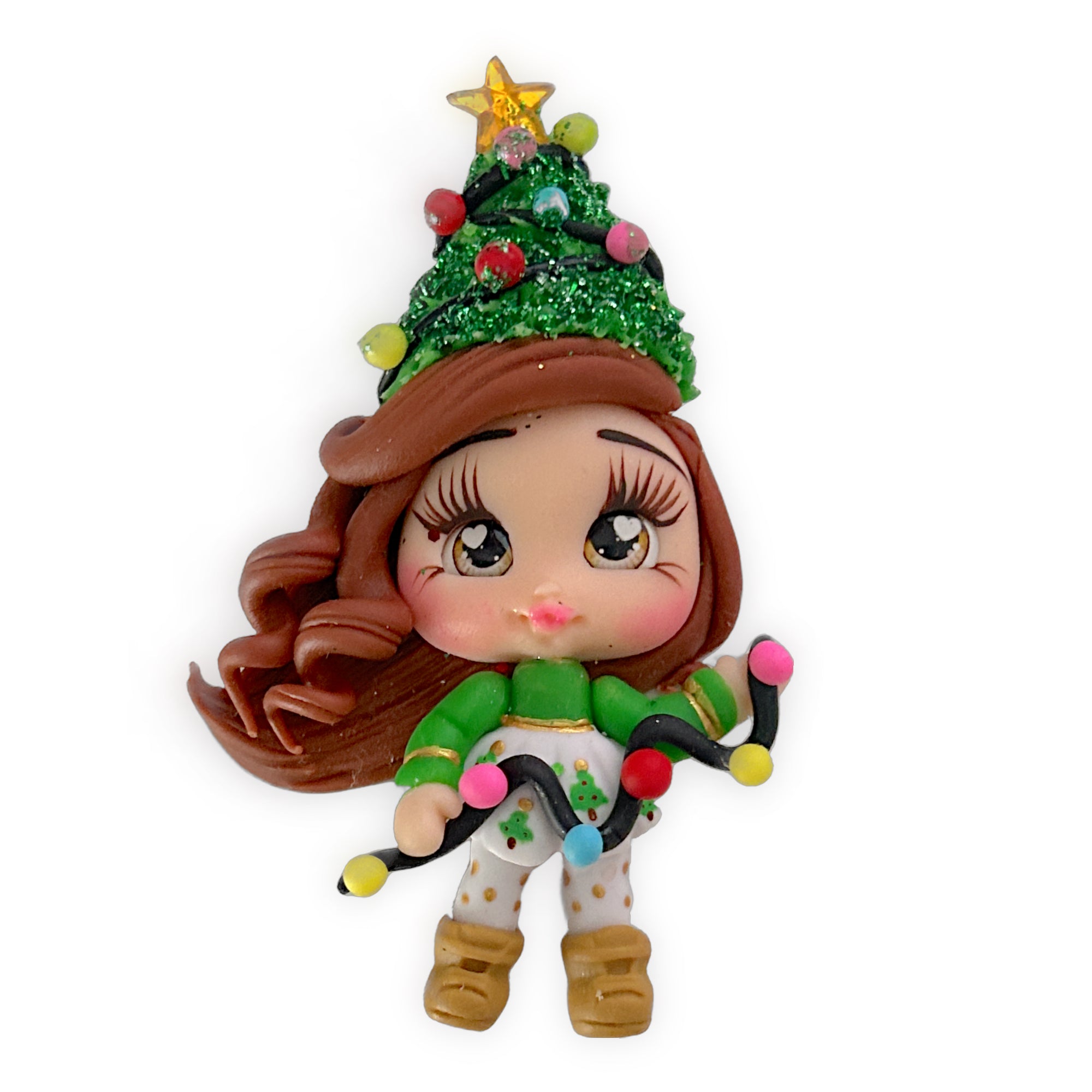 Christmas Tree Girl Clay Embellishment