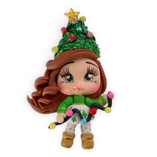 Christmas Tree Girl Clay Embellishment