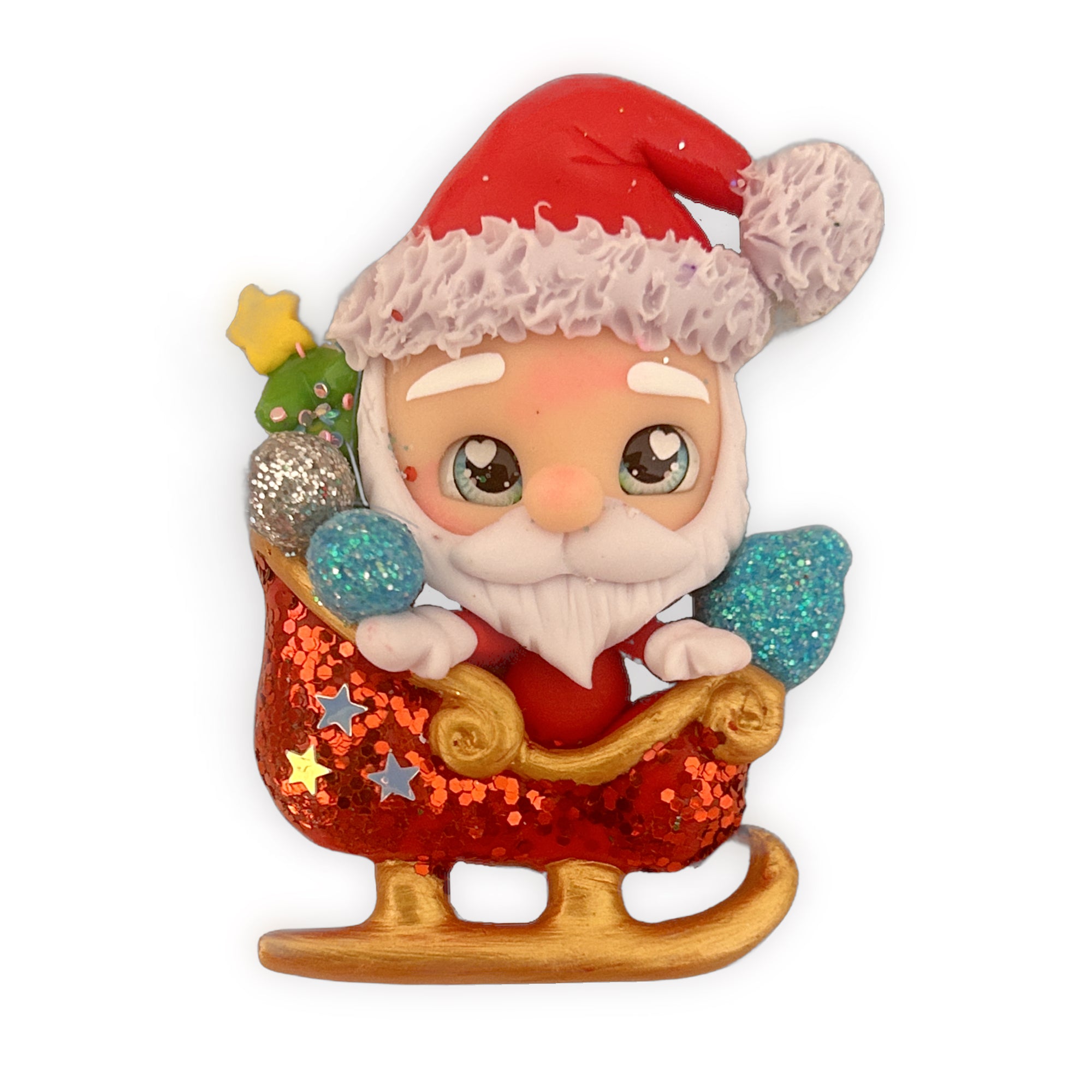 Santa Sleigh Christmas Clay Embellishment