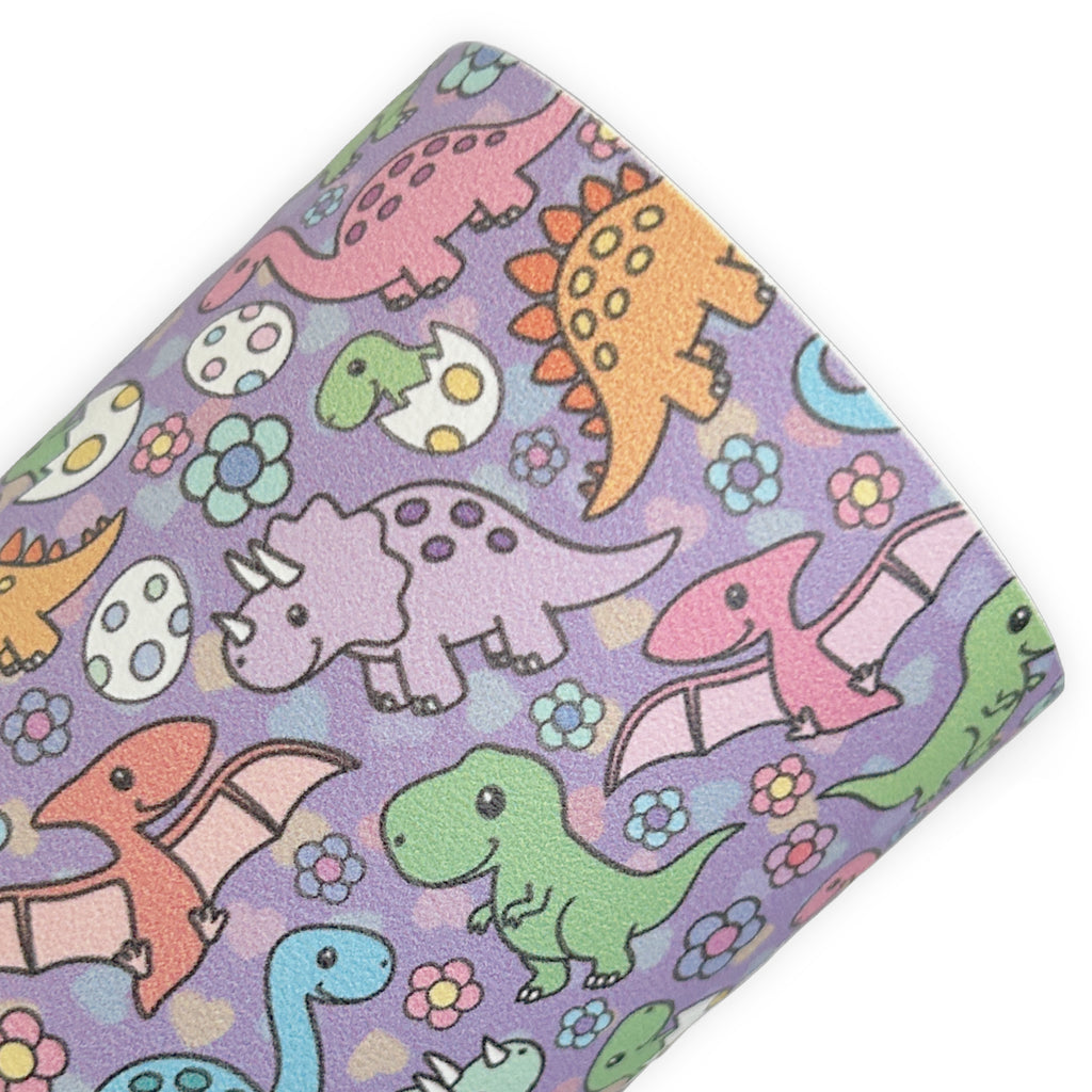 A-RAWR-ABLE Dinosaur Purple Printed Faux Leather Sheets