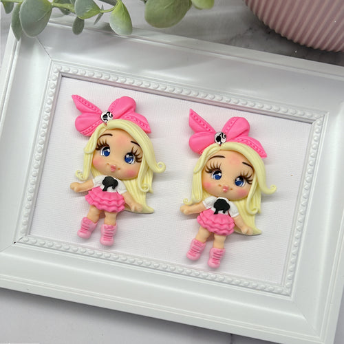 All Things Pink Bow Girl Clay Embellishment