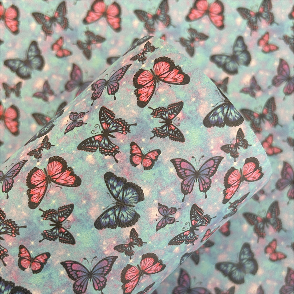 Butterflies Printed Faux Leather Sheets