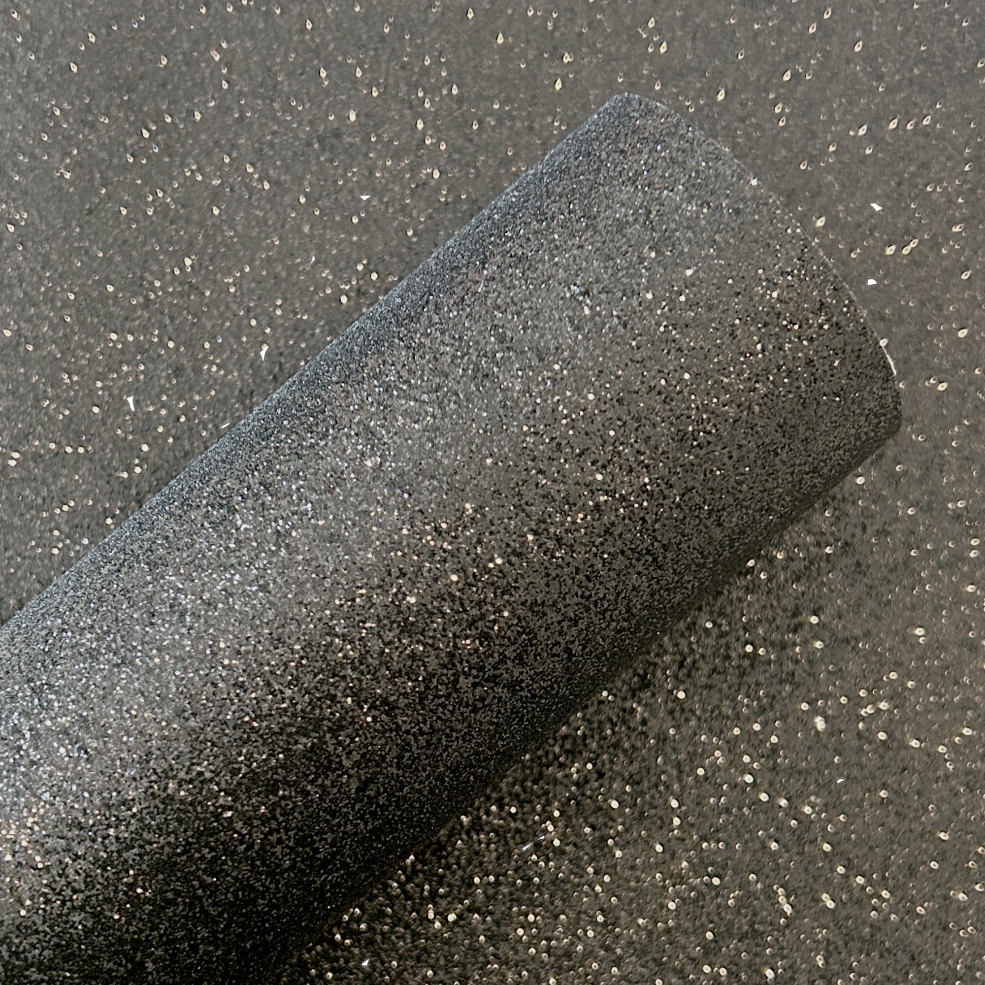 Black Fine Glitter Leather Sheets