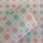 Pastel Daisy Floral Gingham (EXCLUSIVE) Printed Faux Leather Sheets