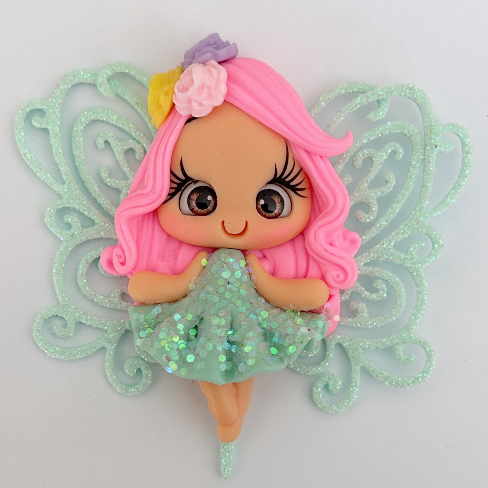 Green Garden Fairy Clay Embellishment